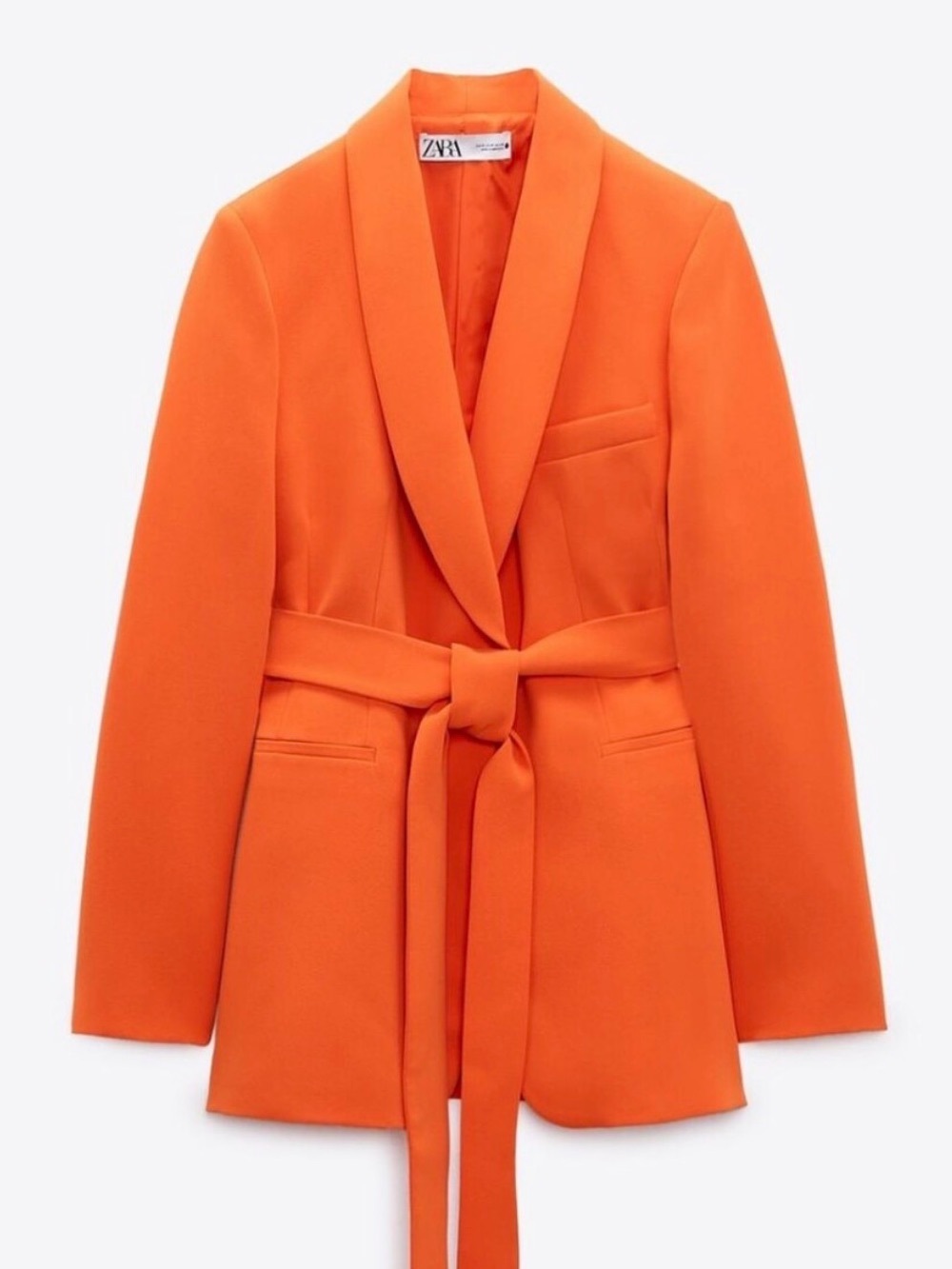 Zara Vibrant Orange Tie-Waist Blazer